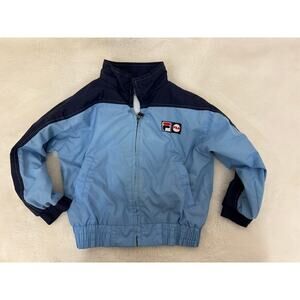 Vintage FILA Kids Blue Windbreaker USA Athletics Jacket Youth M